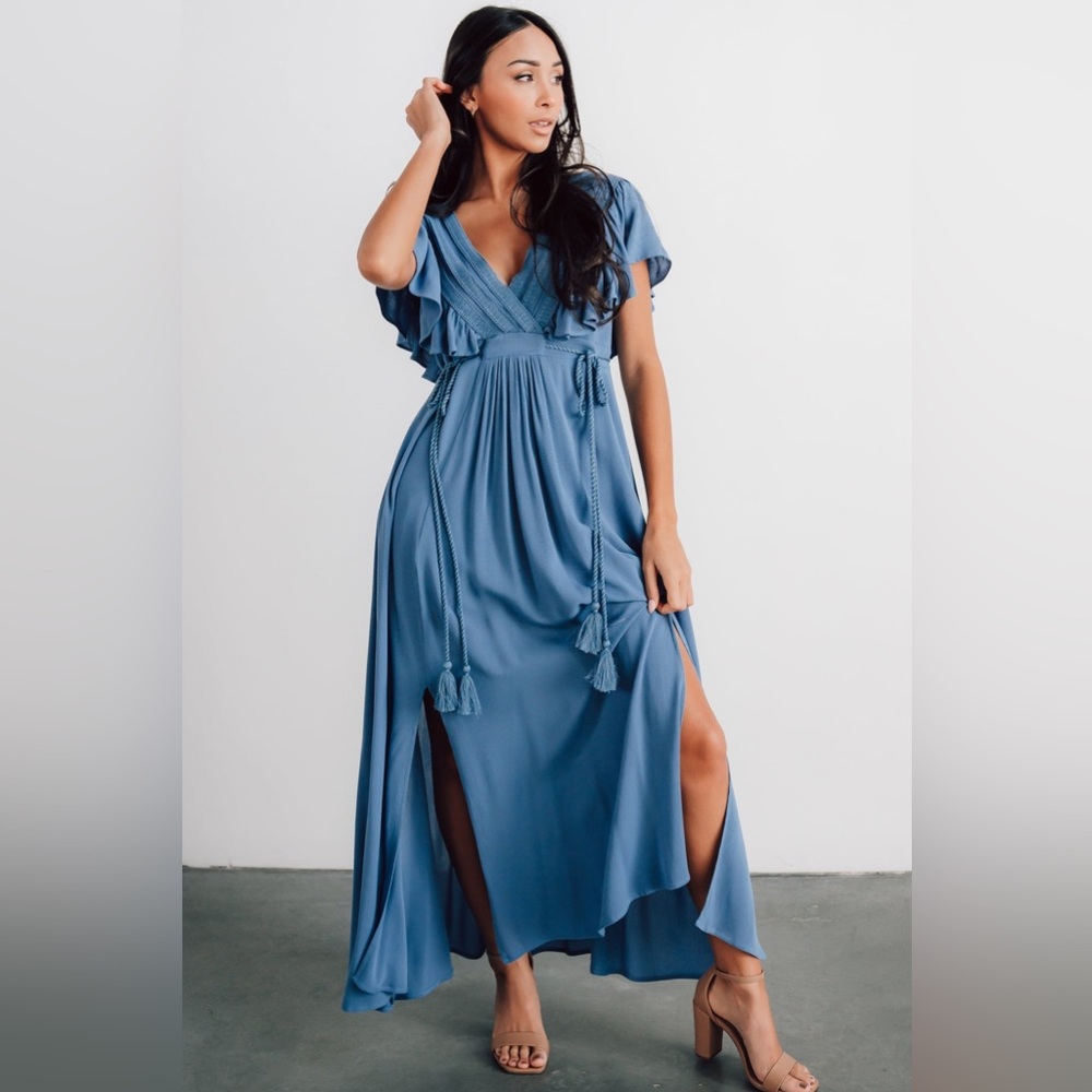 Baltic Born Blue Large Jennifer Deep V Maxi Dress